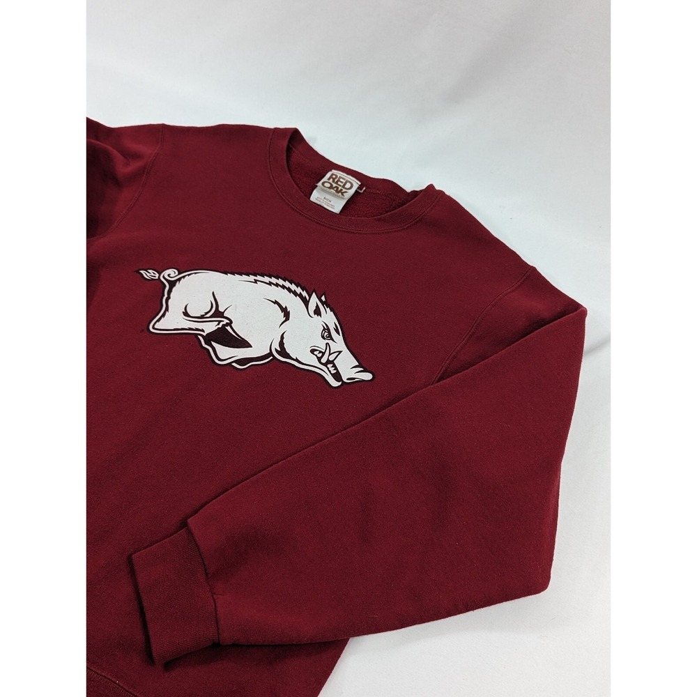 VTG Arkansas Razorbacks UofA Hogs Crewneck Sweatshirt Mens Small Red